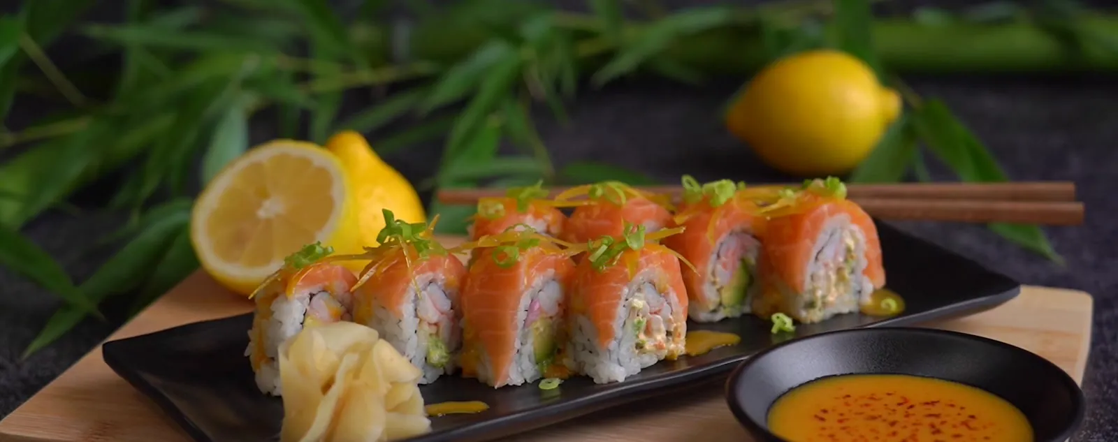 Lemon Ponzu Salmon Roll at Pizzeria Maki, Wilmington DE