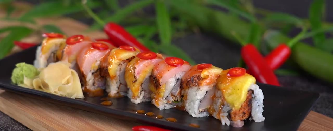 Yellowtail Al Pastor sushi roll